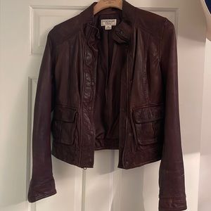 Xs long sleeve brown leather jacket